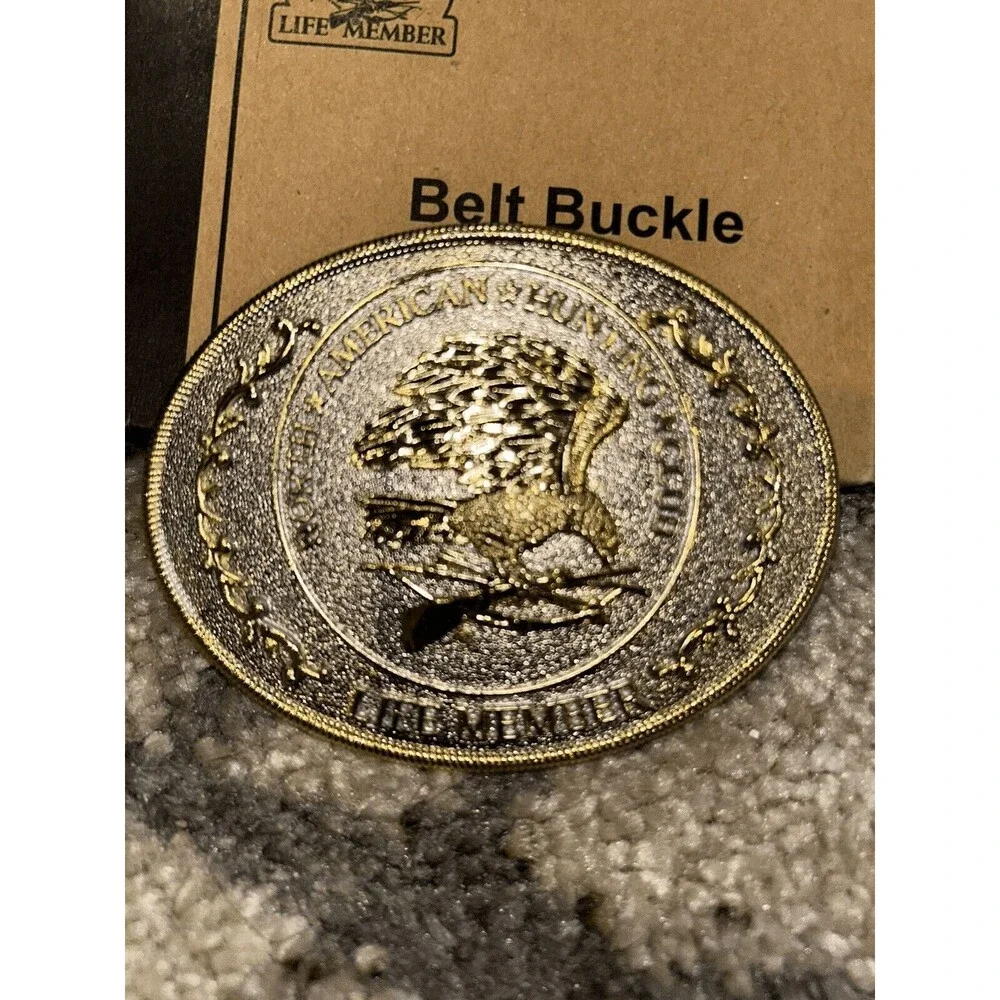 North American Hunting Club Large Life Member Belt Buckle Minty WithBox 4”